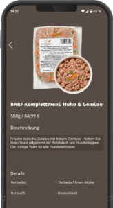 Screenshot eines Artikels mit gewichtsspezifischer Produktangabe